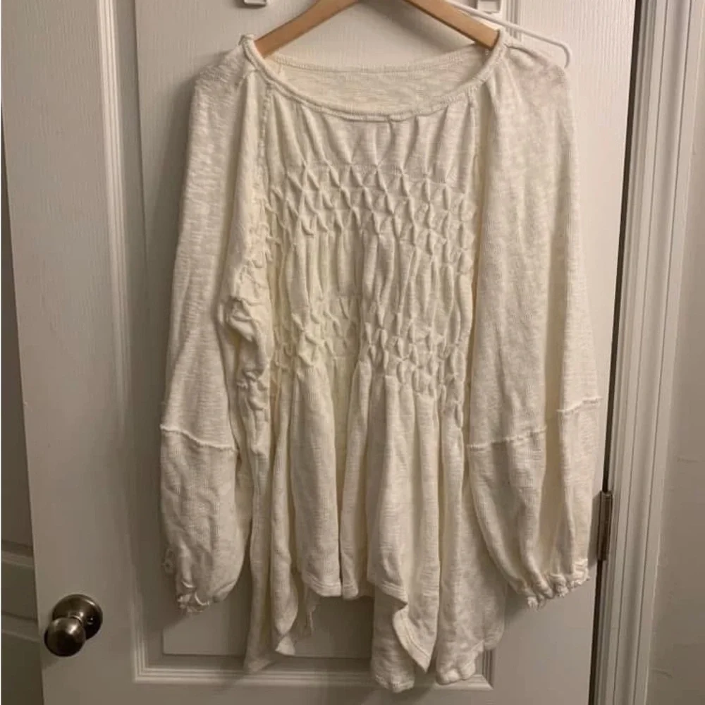 Free People We The Free Snowbell White Long Sleeve Babydoll Top Size XS/S